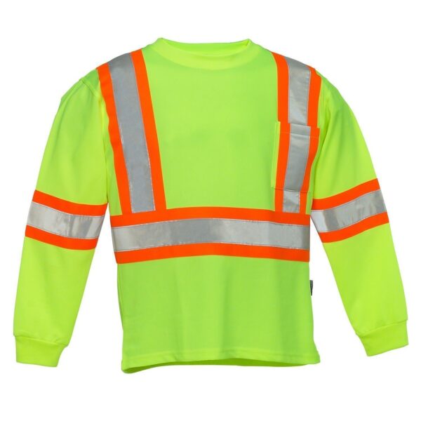 FORCEFIELD - HI VIS CREW NECK LONG SLEEVE SAFETY T-SHIRT WITH CHEST POCKET 022-CBECSALS