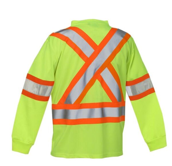 FORCEFIELD - HI VIS CREW NECK LONG SLEEVE SAFETY T-SHIRT WITH CHEST POCKET 022-CBECSALS