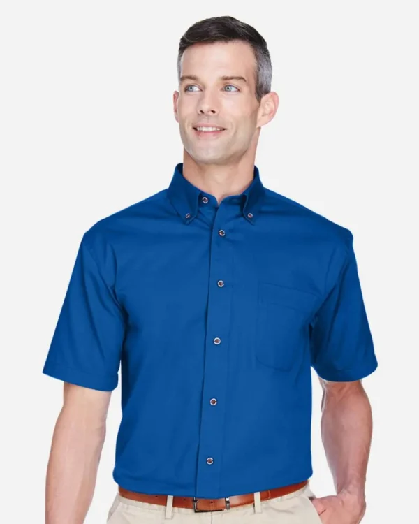 Harriton Men's Easy Blend™ Short-Sleeve Twill Shirt with Stain-Release M500S