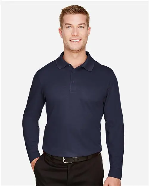 Devon & Jones DG20L Men's CrownLux Performance® Plaited Long Sleeve Polo