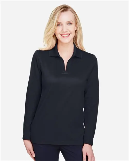 Devon & Jones DG20LW Women's CrownLux Performance® Plaited Long Sleeve Polo