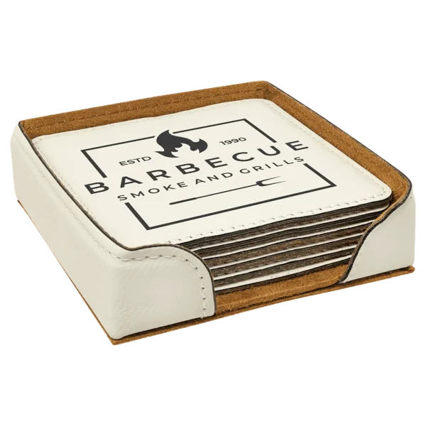 4" x 4" Square Laserable Leatherette 6-Coaster Set - GFT240