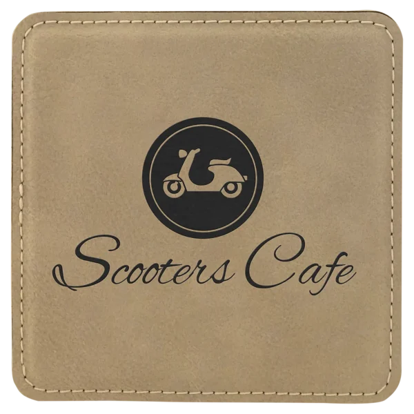 4" x 4" Square Laserable Leatherette Coaster - GFT193