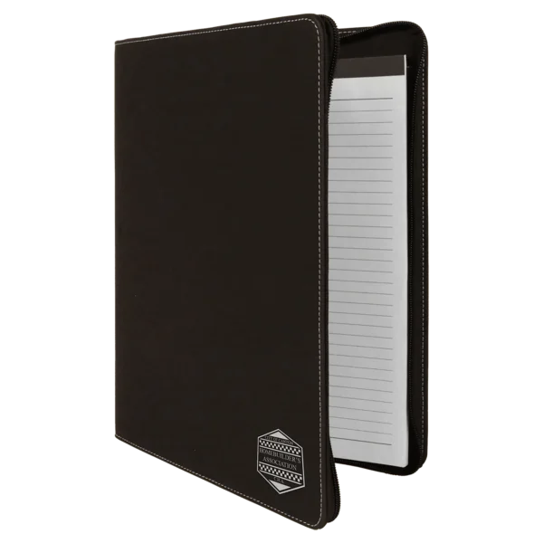 9 1/2" x 12" w/ Zipper Laserable Leatherette Portfolio with Notepad - GFT350