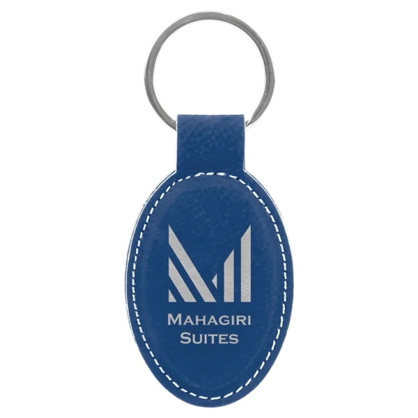 3" x 1 3/4" Laserable Leatherette Oval Keychain - GFT175