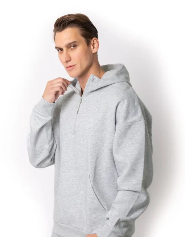 Just Like Hero - Unisex Drop Shoulder 1/2 Zip Hoodie - HERO-4220