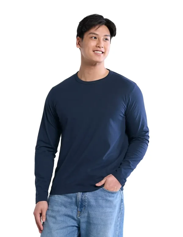 Riverside - Cotton-Poly Long Sleeve Crewneck T-Shirt - S05895